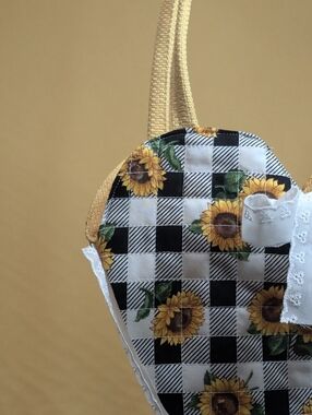 Handmade Sunflower Quilted Heart Shaped Handbag